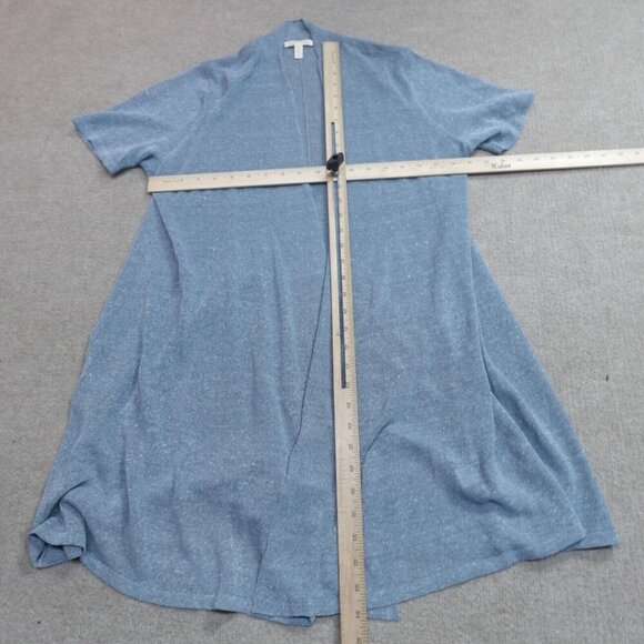 Eileen Fisher Womens Sweater Large Blue Open Front Loose Knit Organi Linen Blend - Picture 6 of 9